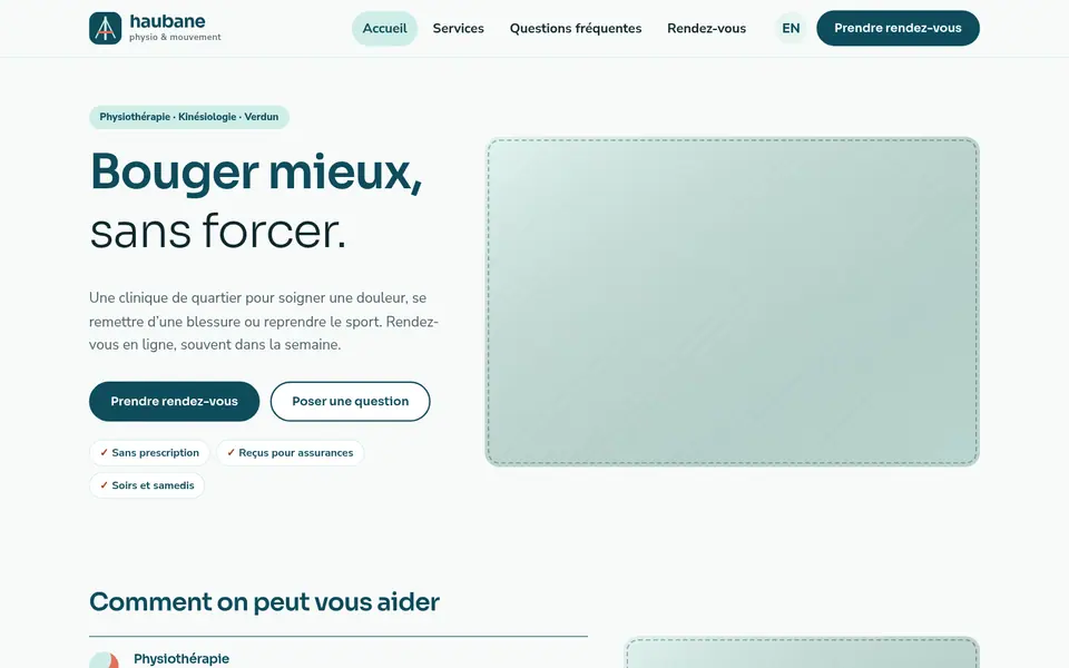 Home page of the Haubane demo site