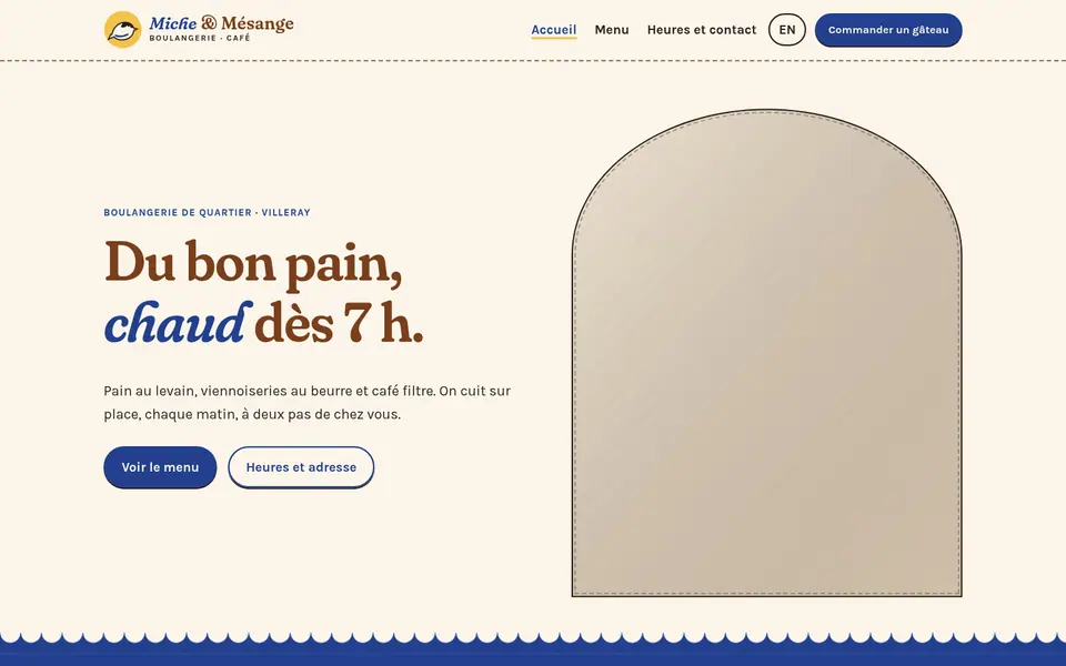 Home page of the Miche & Mésange demo site